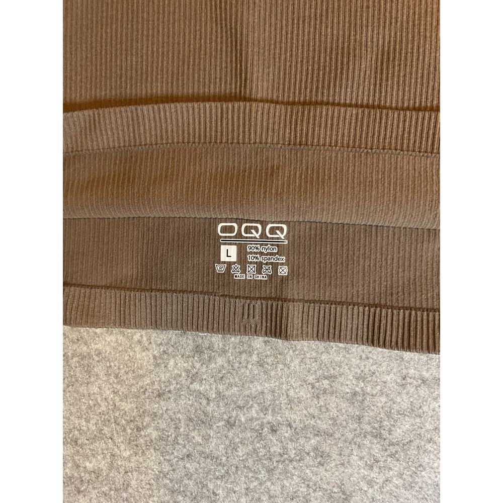 QQQ Women Brown Ribbed Square Neck Long Sleeve Seamless Crop Top Large - Picture 3 of 7